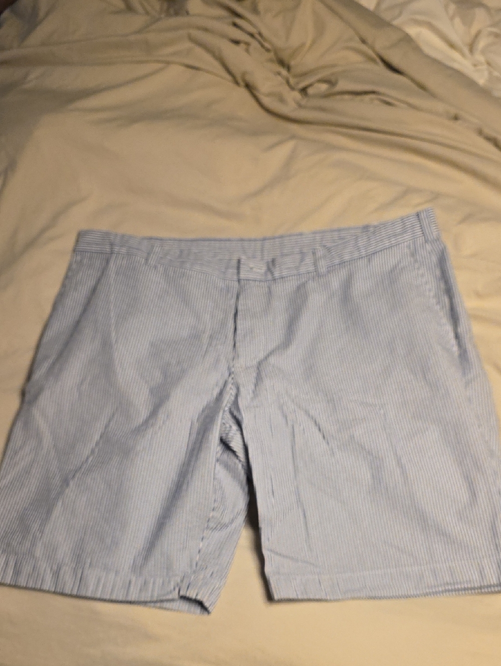 Brooks Brothers Navy And White Seersucker Flat-Front Shorts, 9" Inseam